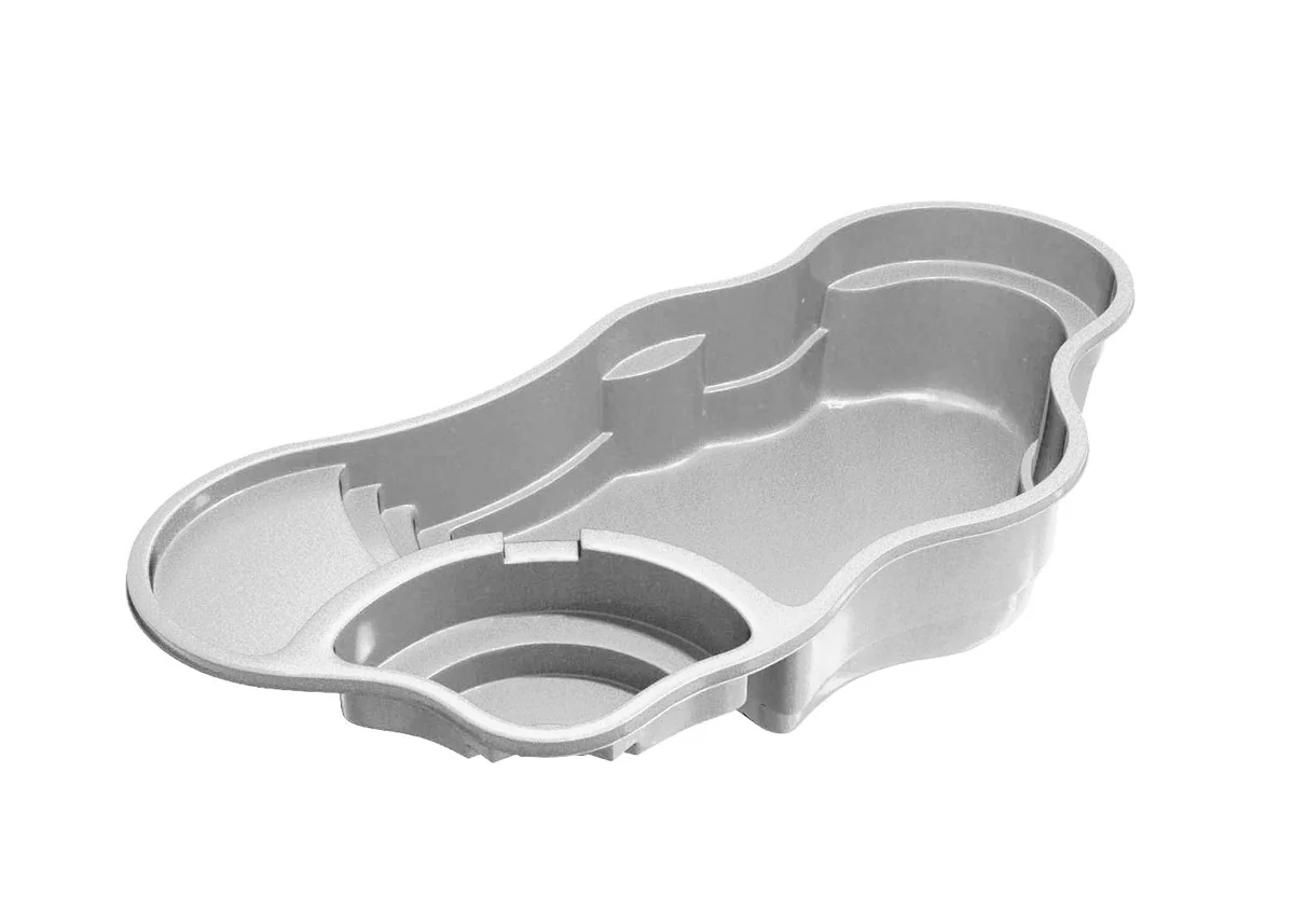 Bermuda 16.35 Deluxe one-piece composite fiberglass pool shell, a freeform shape