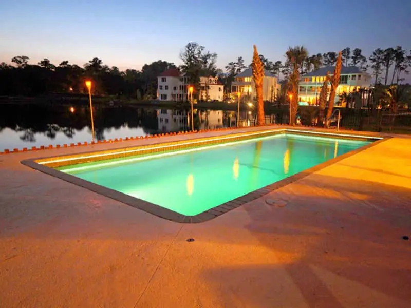 Claremont rectangle fiberglass pool installation, view 2