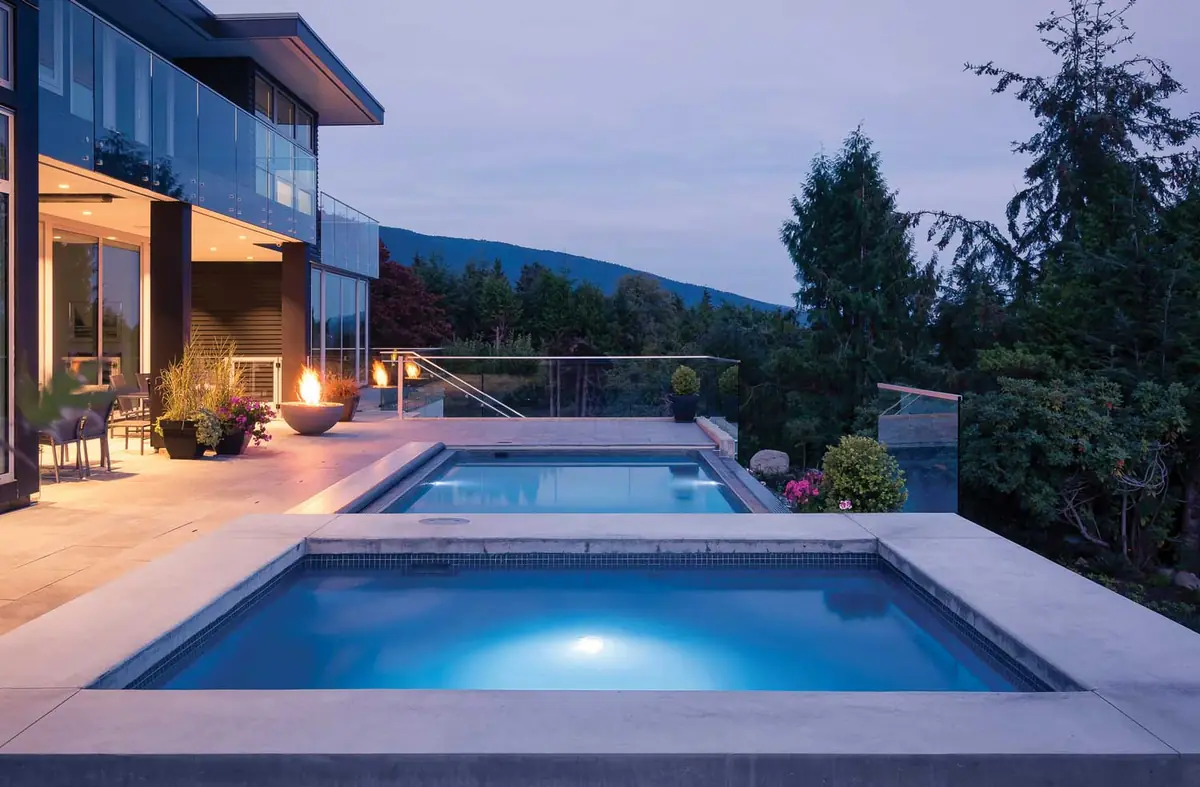 Delray rectangle fiberglass pool installation, view 2