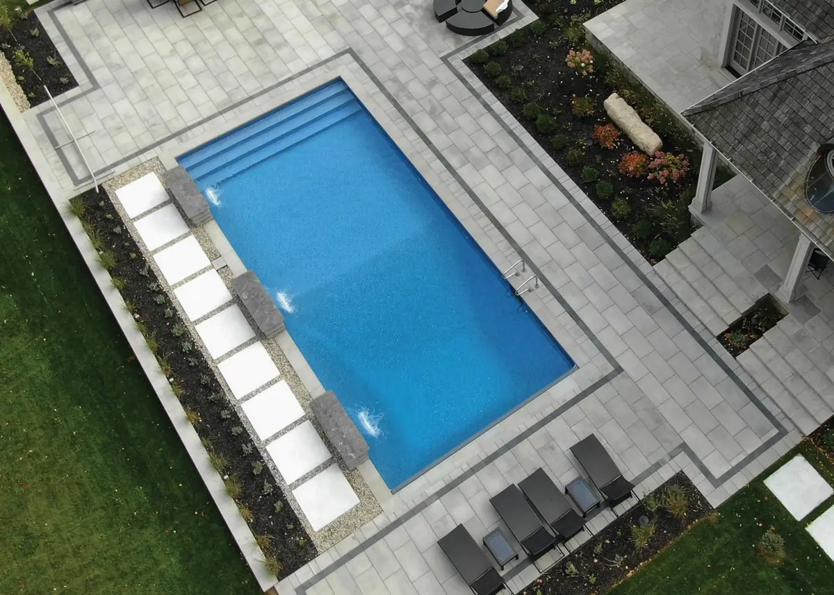 Monaco rectangle fiberglass pool installation, view 2