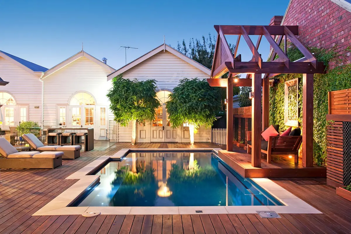Tuscan 11.20 rectangle fiberglass pool installation, view 2