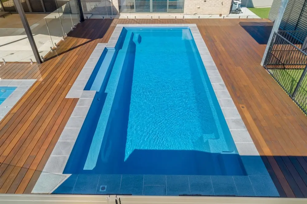 Tuscan 14.30 rectangle fiberglass pool installation, view 2